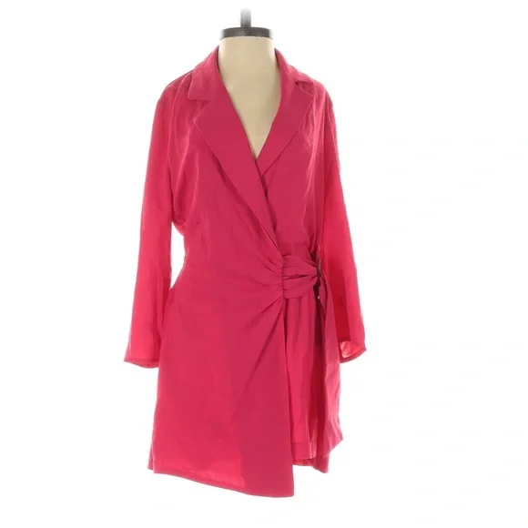Zara Fuchsia Blazer Romper NWT Wrap Belted Buckle Mini Jumpsuit XS - Picture 2 of 8